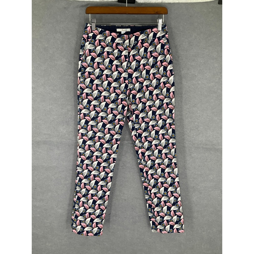 Boden Trousers Womens Navy Floral‎ Print Cropped Stretch Pants Sz 6 US Preppy
